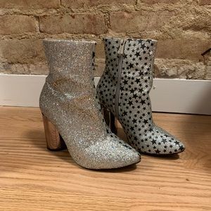 Silver Star Disco Party Bootie Heels